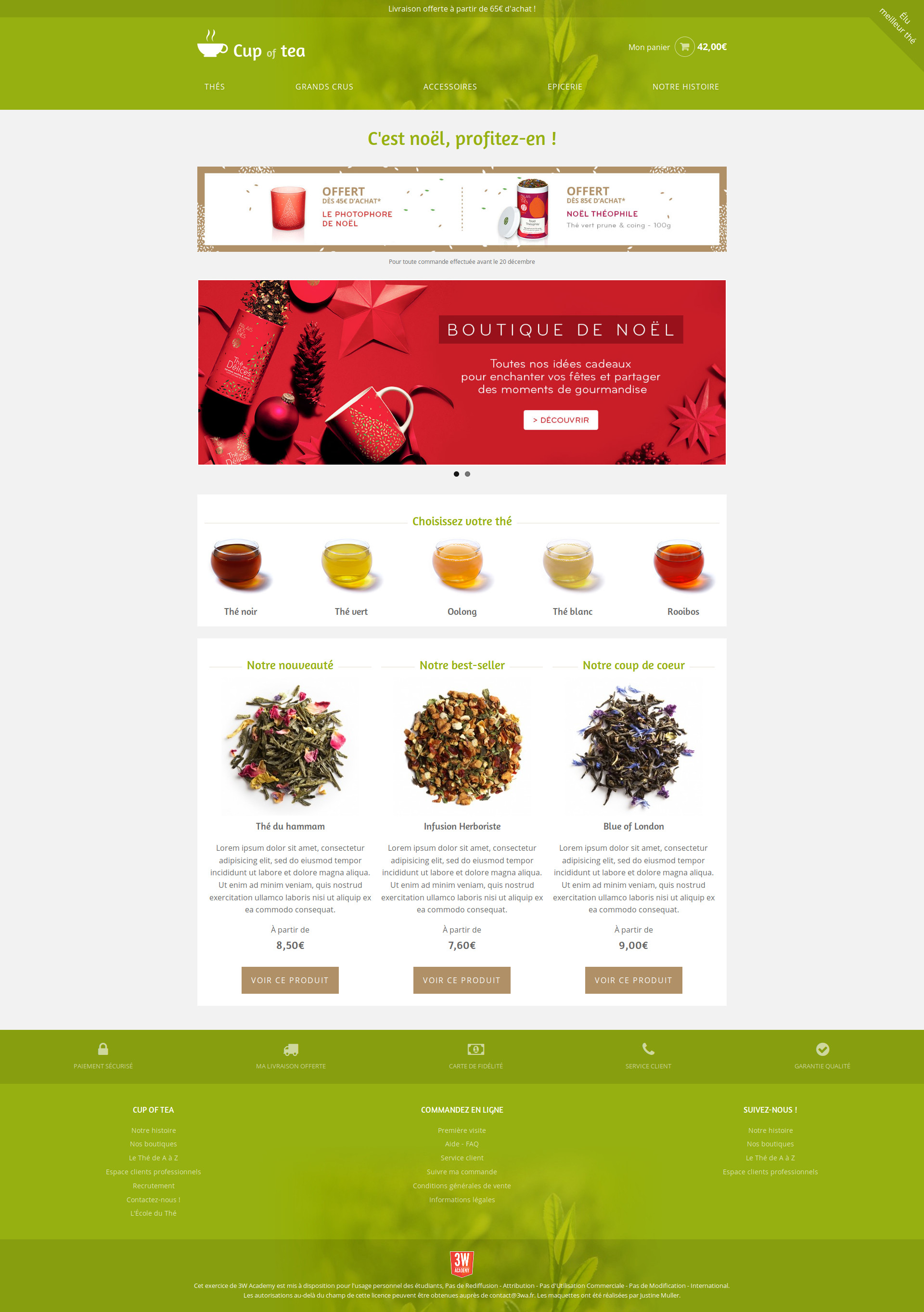 Impression d'écran du projet cup of tea